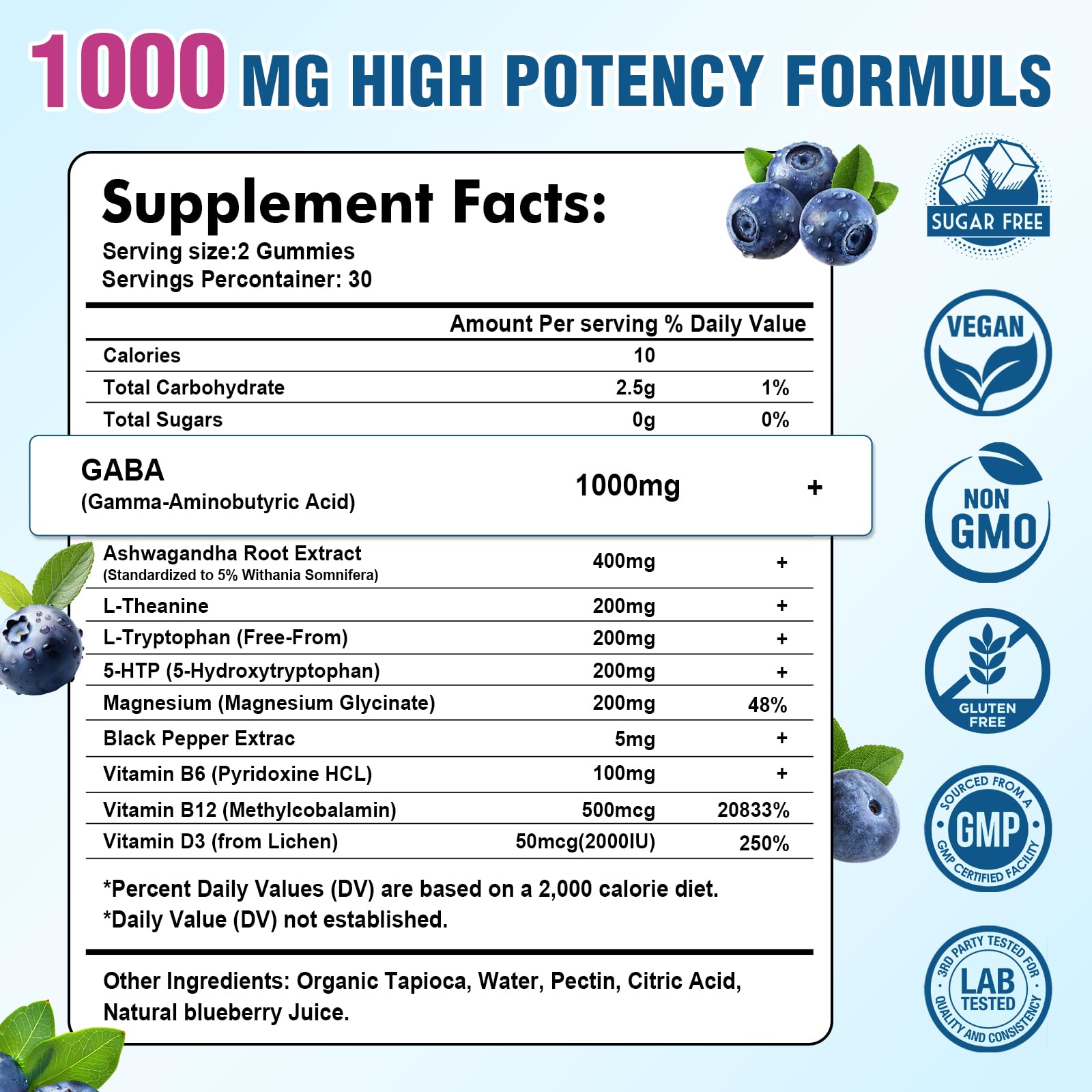 Sijigood GABA Gummies showing natural blueberry flavour