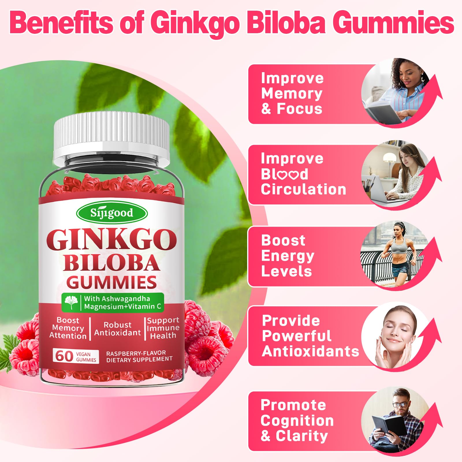Sijigood Ginkgo Biloba Gummies side view showing gummy texture