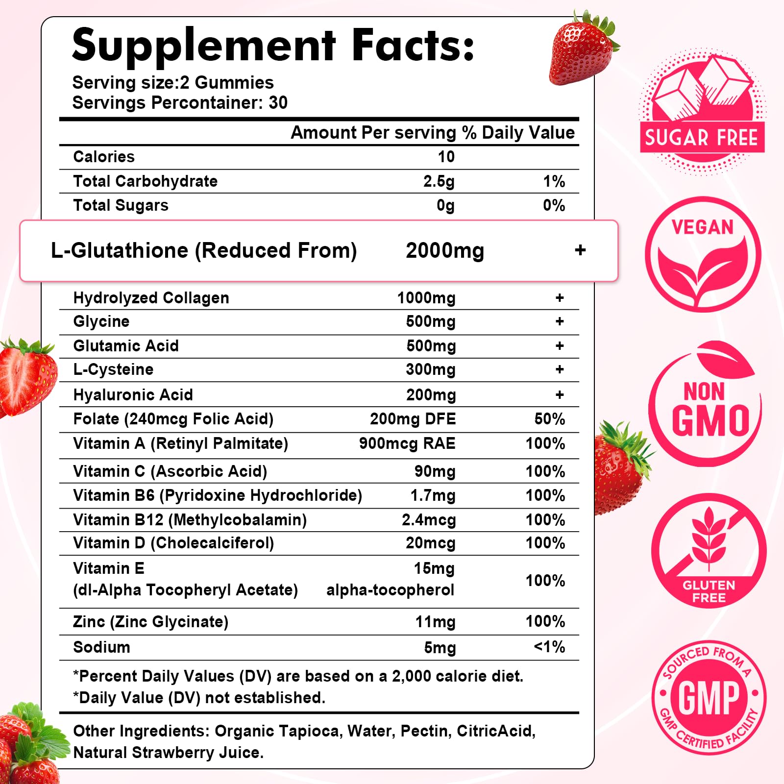 Sijigood Glutathione Collagen Gummies strawberry flavour close-up