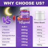 Sijigood L-Theanine Gummies bottle with a glass of water