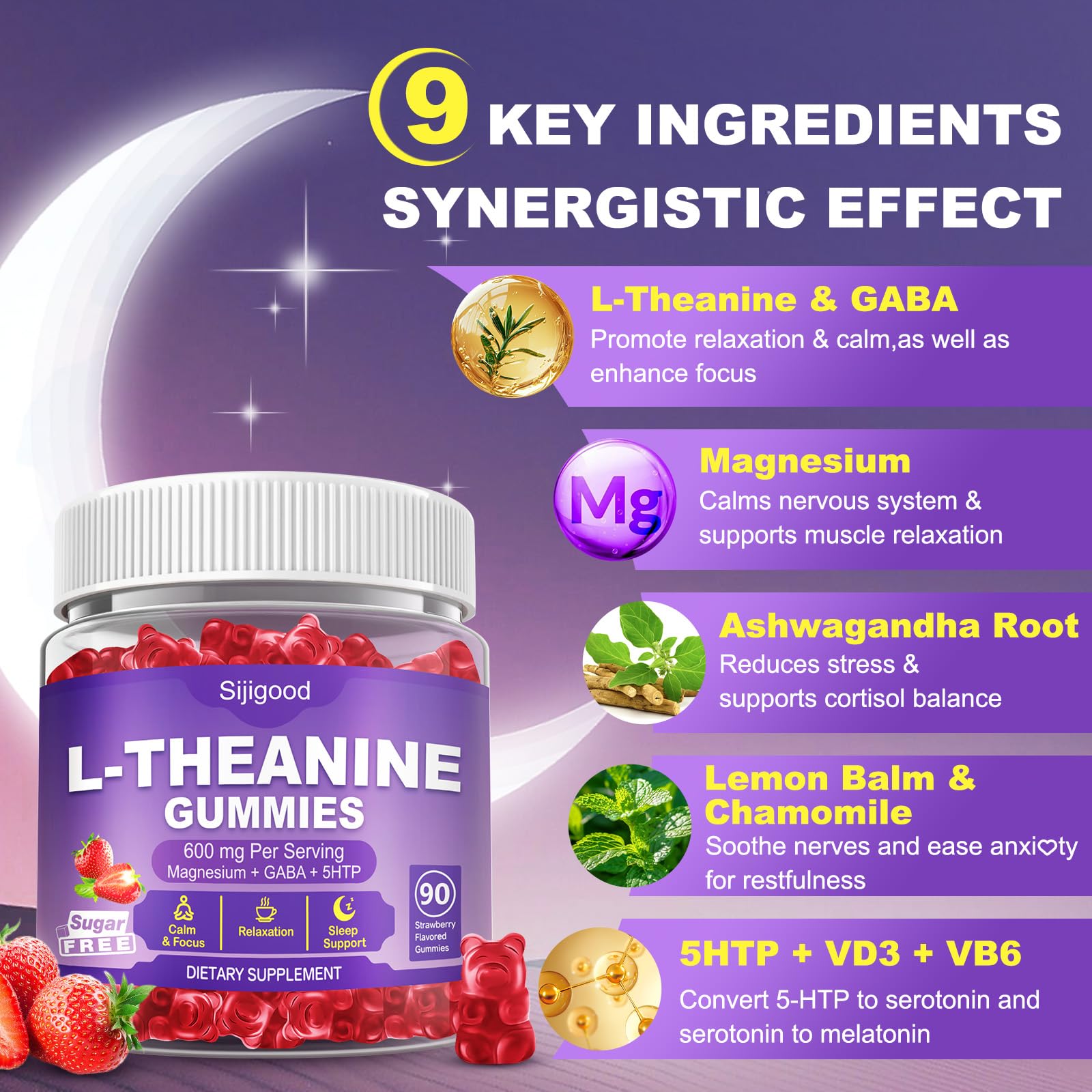 Sijigood L-Theanine Gummies packaging side view