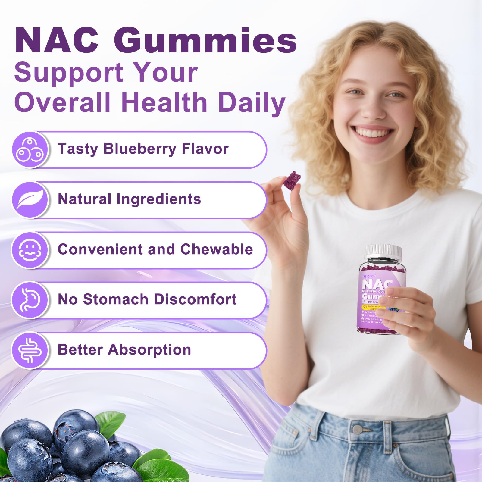 Sijigood NAC Gummies side view of bottle
