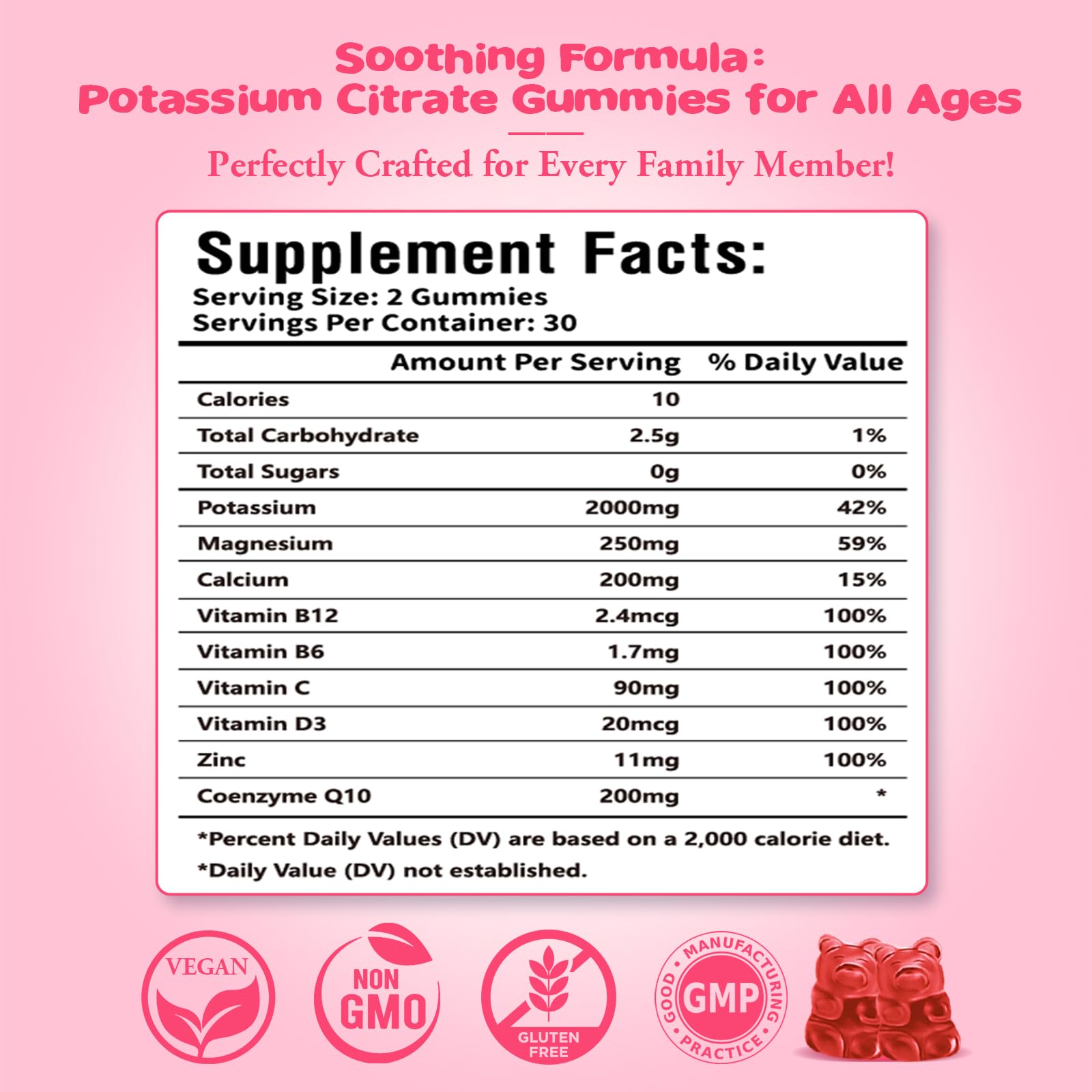 Sijigood Potassium Supplement Gummies nutritional information