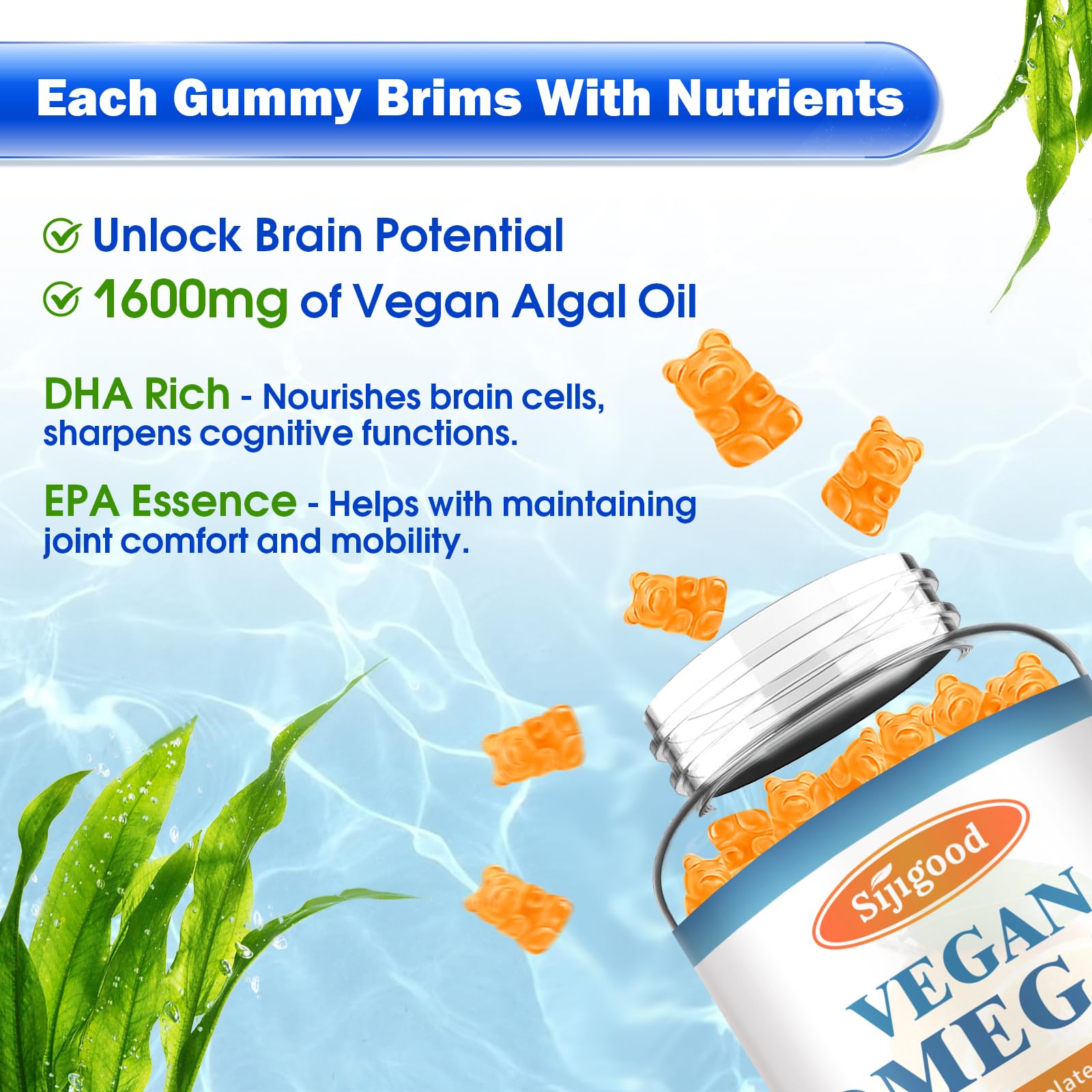 Sijigood Pure Algae Omega 3 Gummies packaging