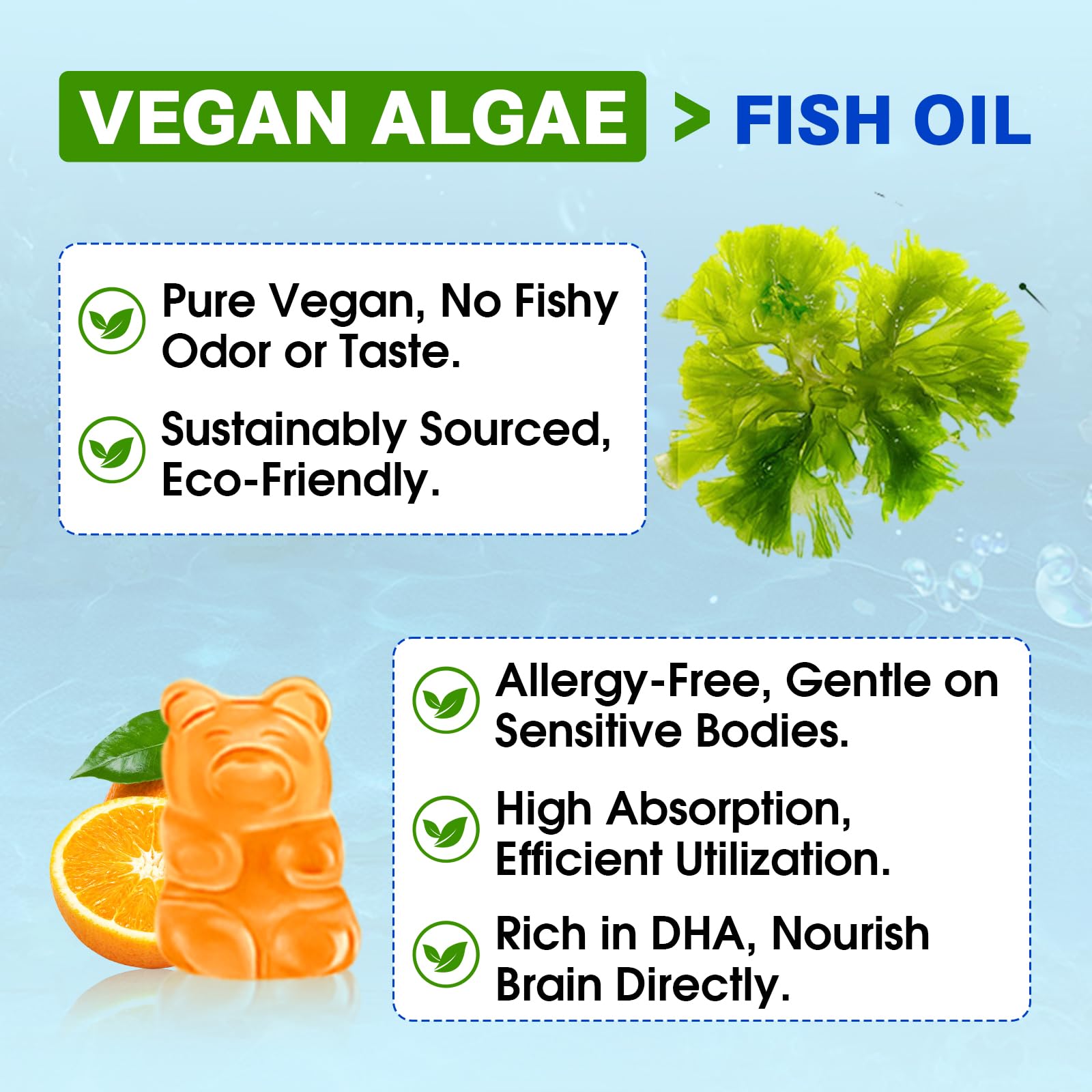 Sijigood Pure Algae Omega 3 Gummies with fresh fruit