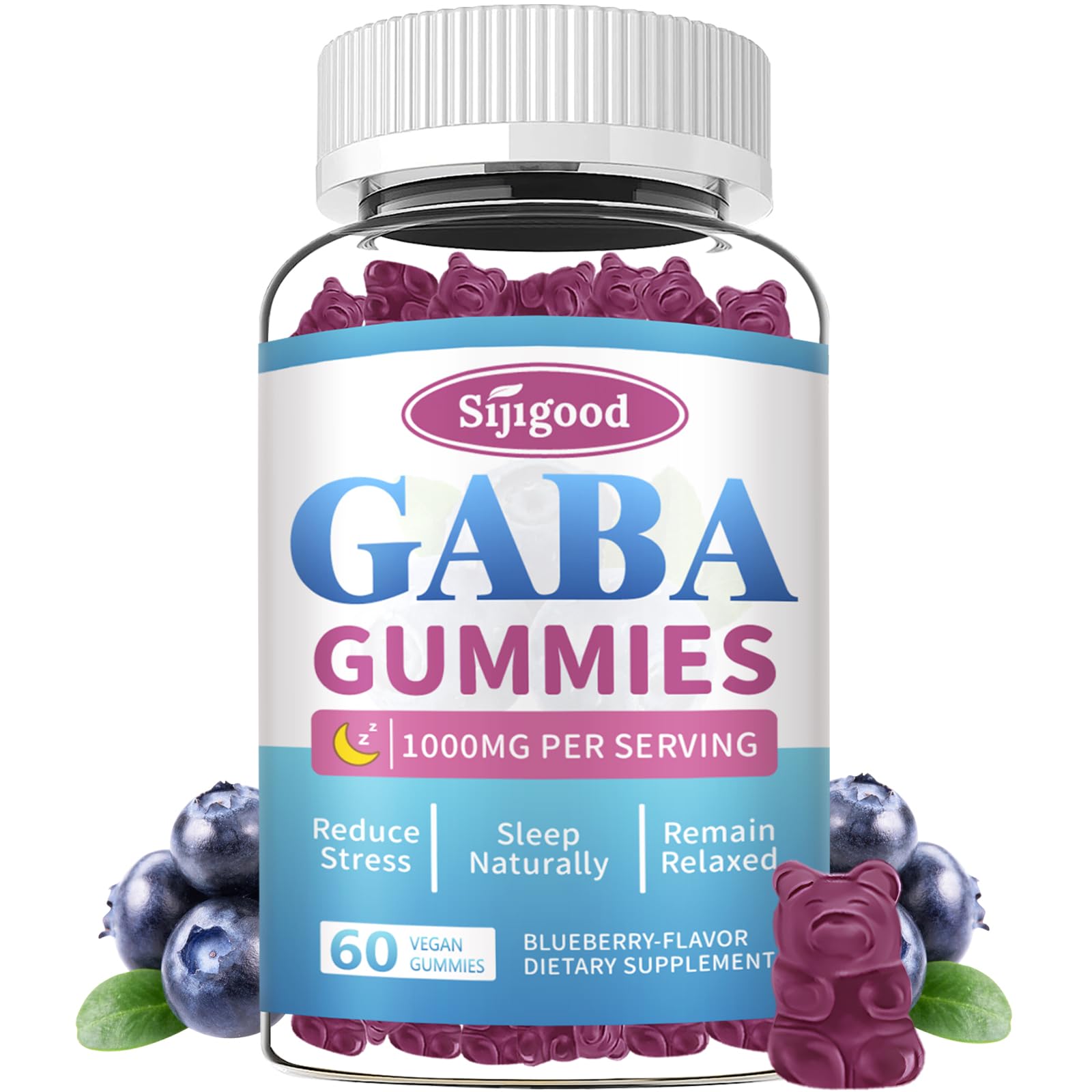 Sijigood Sugar Free Chewable GABA Gummies front view with packaging