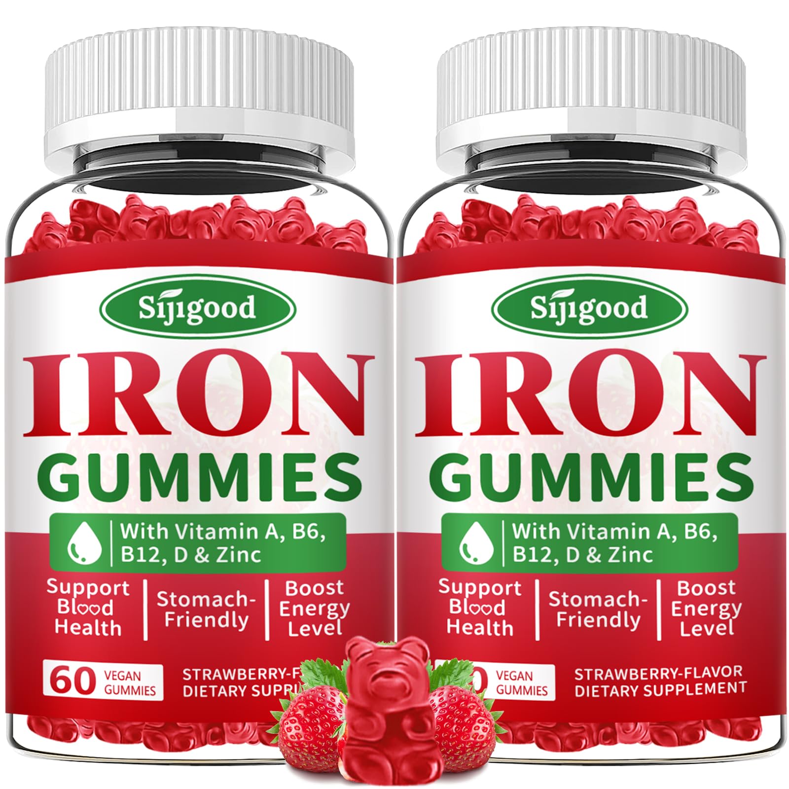 Sijigood Vegan Iron Gummies front view with packaging