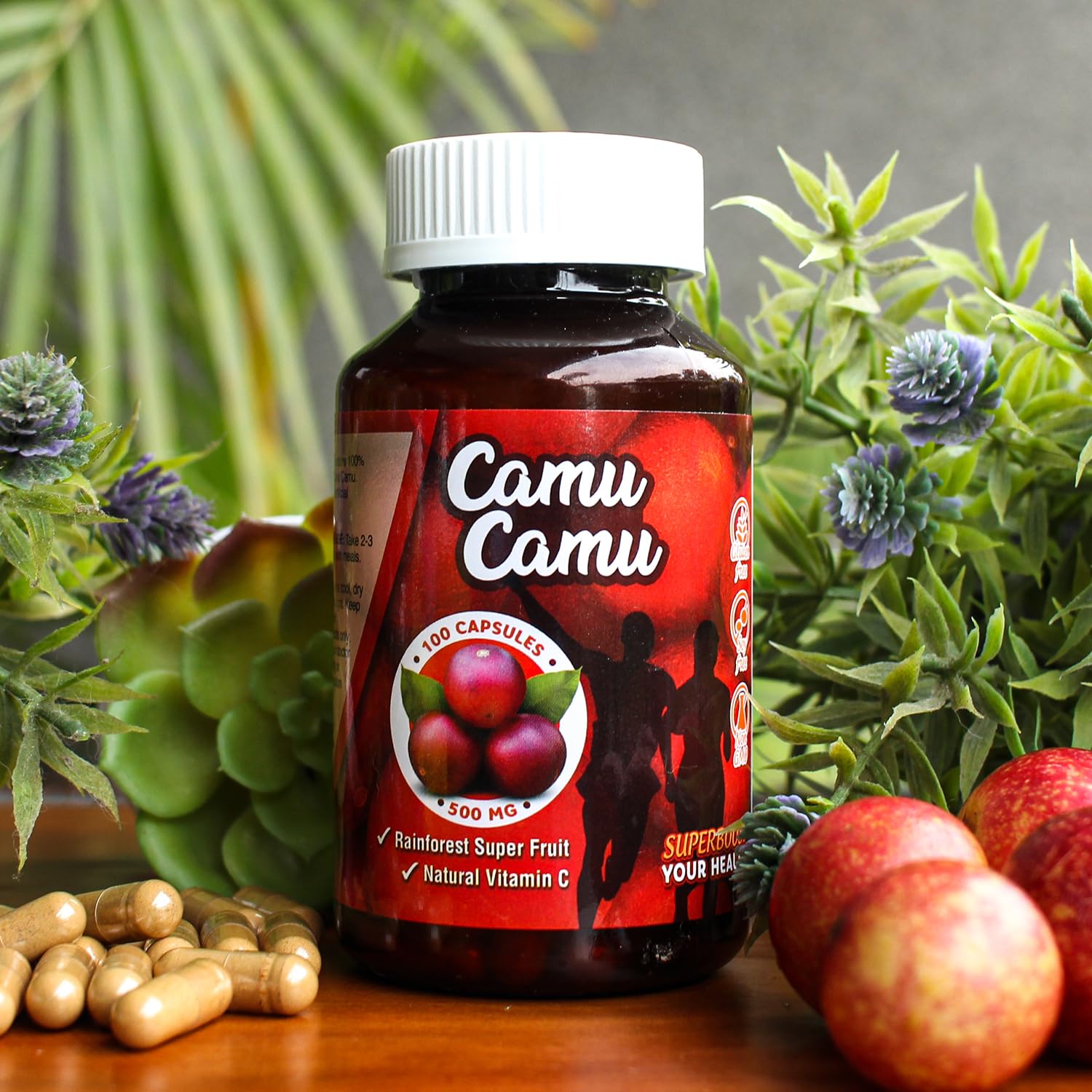 Sikyriah Camu Camu Capsules with a measuring spoon for dosage