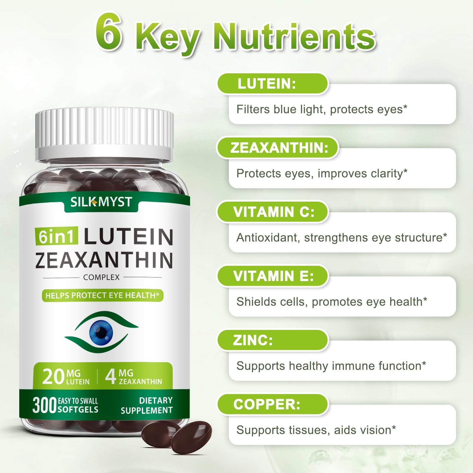 SILKMYST Lutein Softgels close-up of softgel