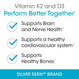 Silver Fern K2-D3 Multivitamins capsules on a white background