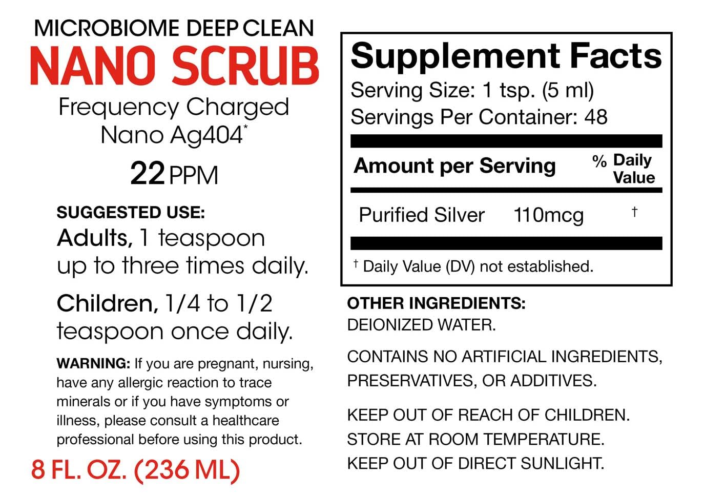 Silver Fern Nano Scrub bottle label close-up