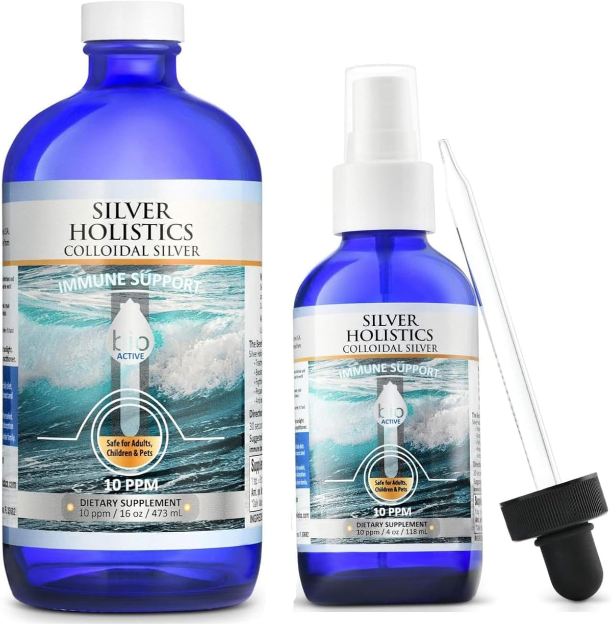 SILVER HOLISTICS Colloidal Silver Bundle front view with spray bottle