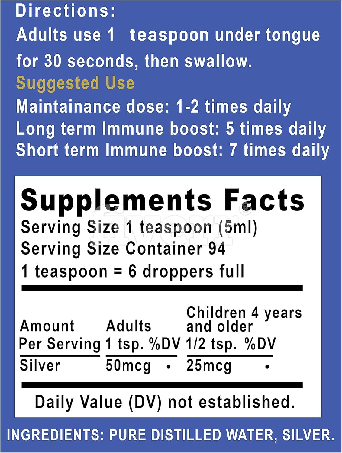SILVER HOLISTICS Colloidal Silver ingredients list