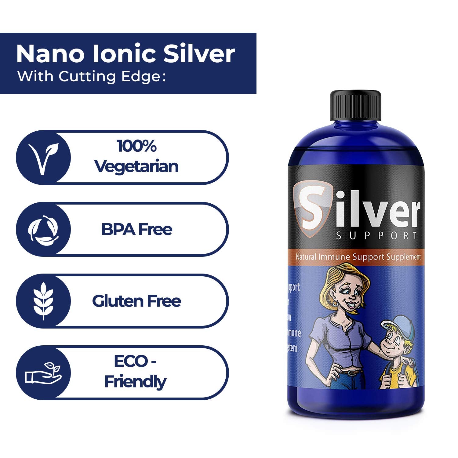Silver Support Colloidal Silver Supplement 10 PPM dosage spoon