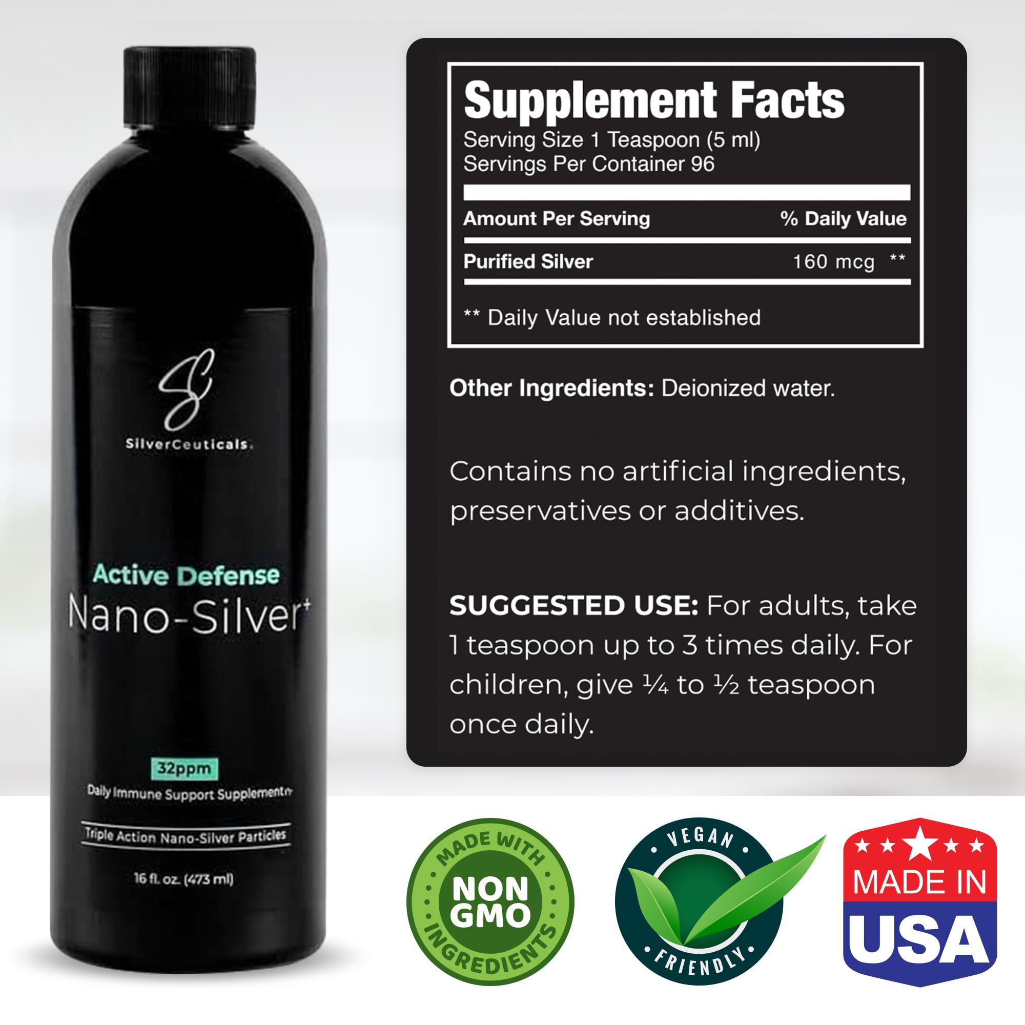 SilverCeuticals Nano Colloidal Silver 250ml side view