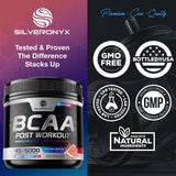 SILVERONYX BCAA Amino Acids Powder mixed in a glass