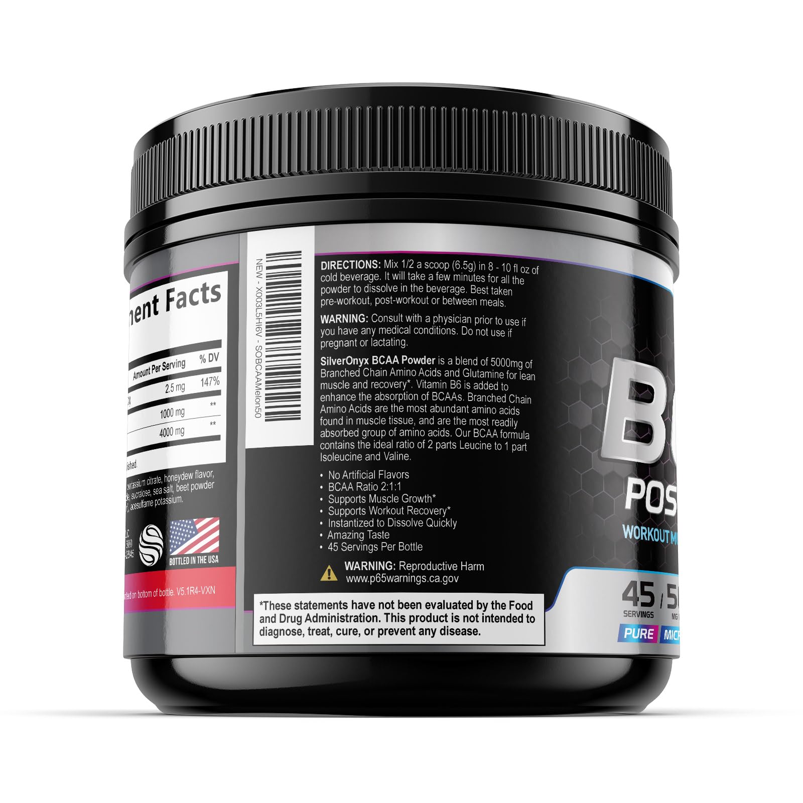 SILVERONYX BCAA Amino Acids Powder nutritional information