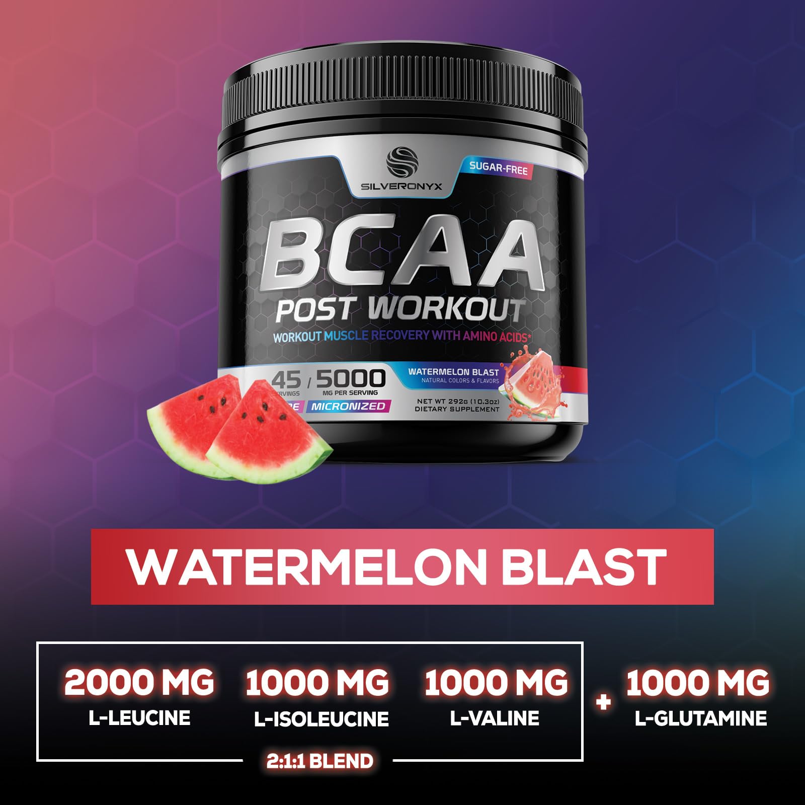 SILVERONYX BCAA Amino Acids Powder scoop with powder