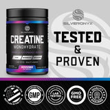 SILVERONYX Creatine Monohydrate 5000mg powder in a glass of water