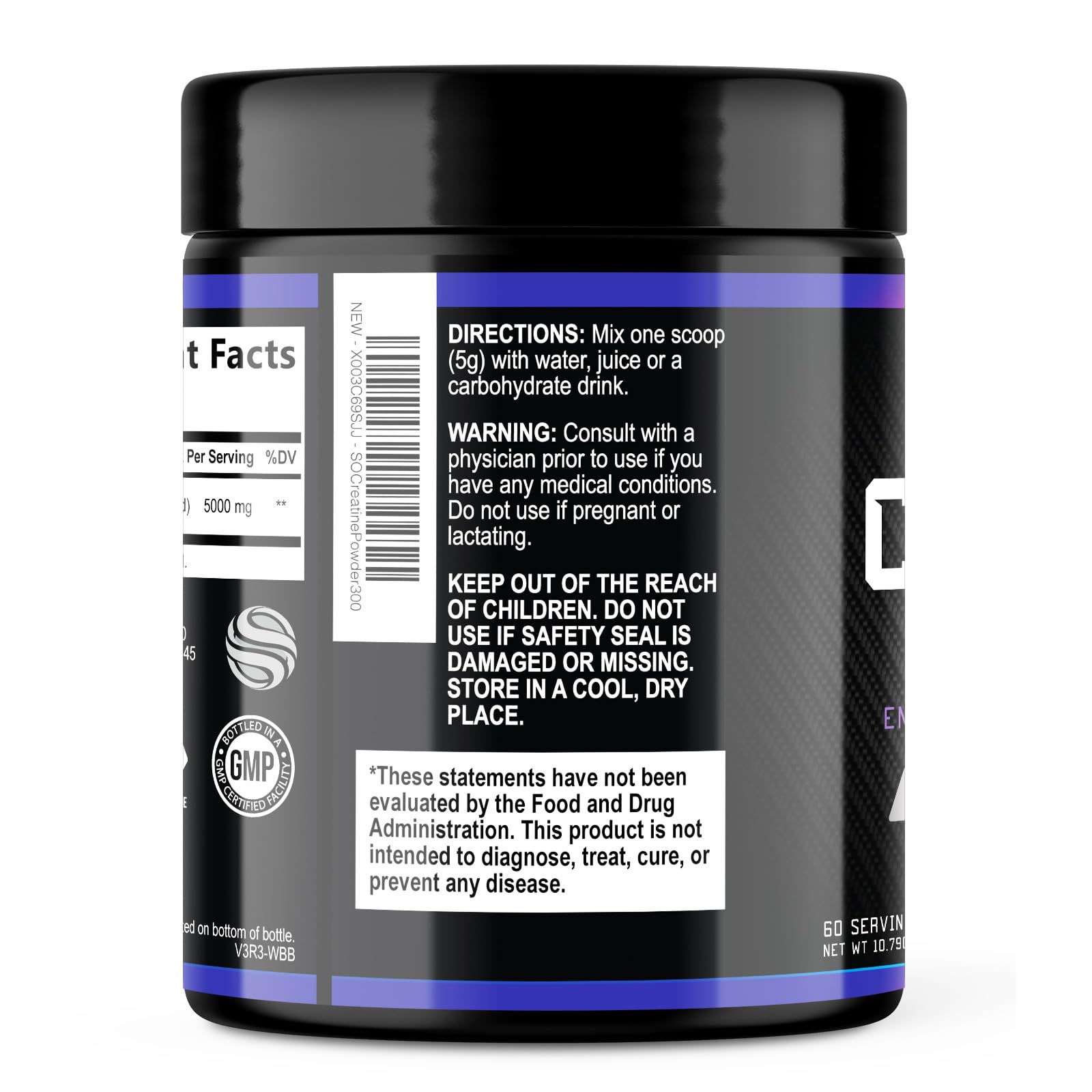 SILVERONYX Creatine Monohydrate 5000mg powder serving size