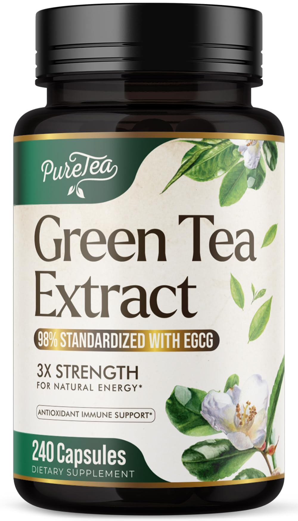 SILVERONYX Green Tea Extract Capsules bottle front view