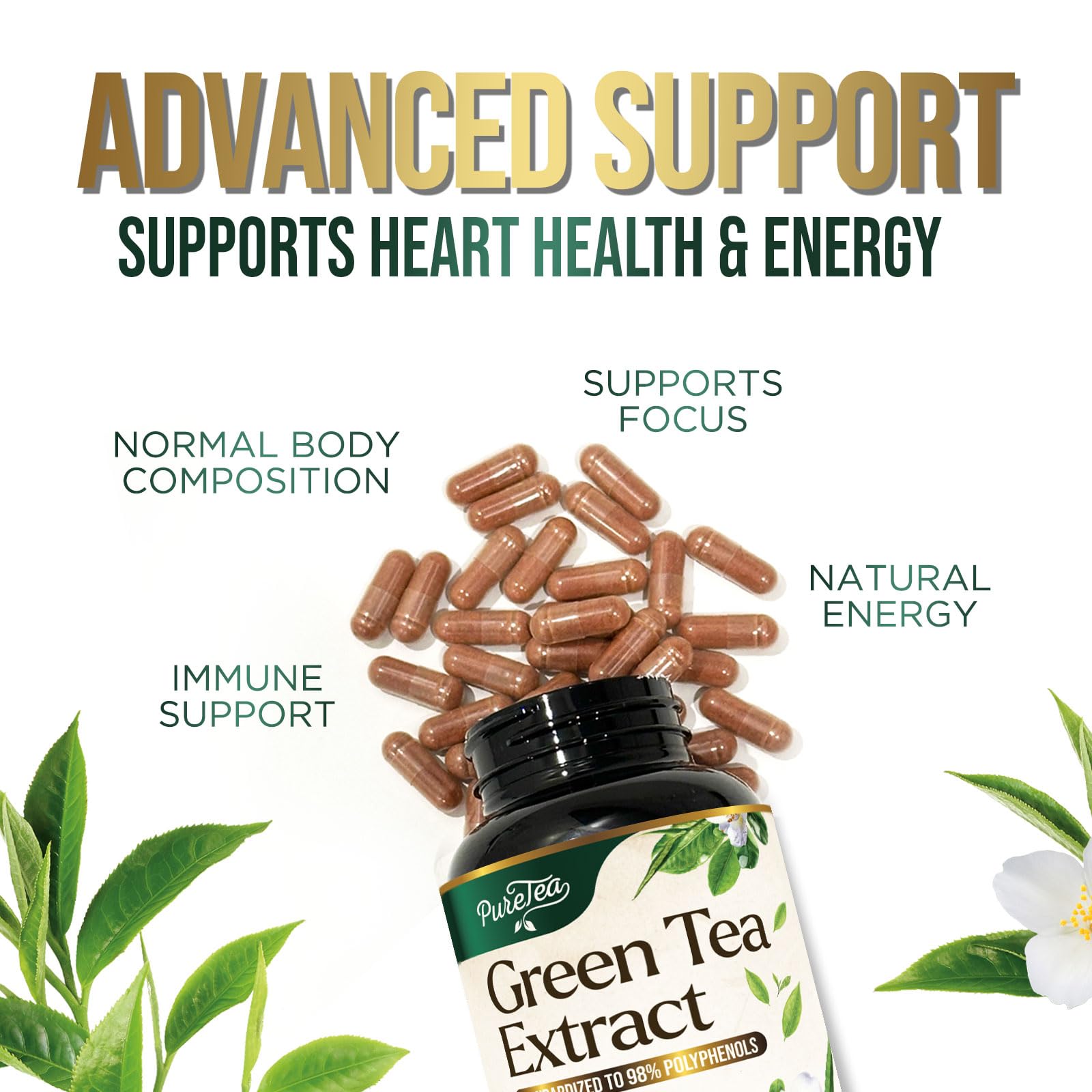 SILVERONYX Green Tea Extract Capsules on a wooden table