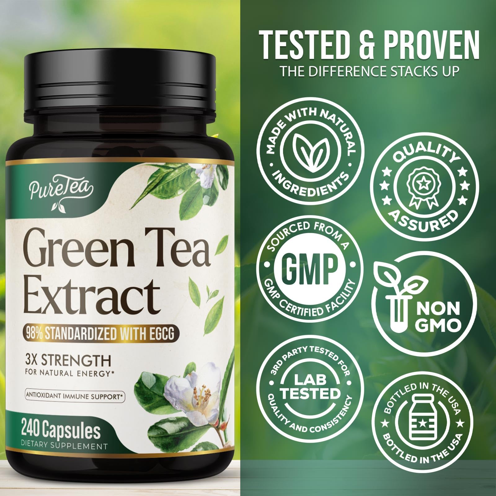 SILVERONYX Green Tea Extract Capsules opened bottle