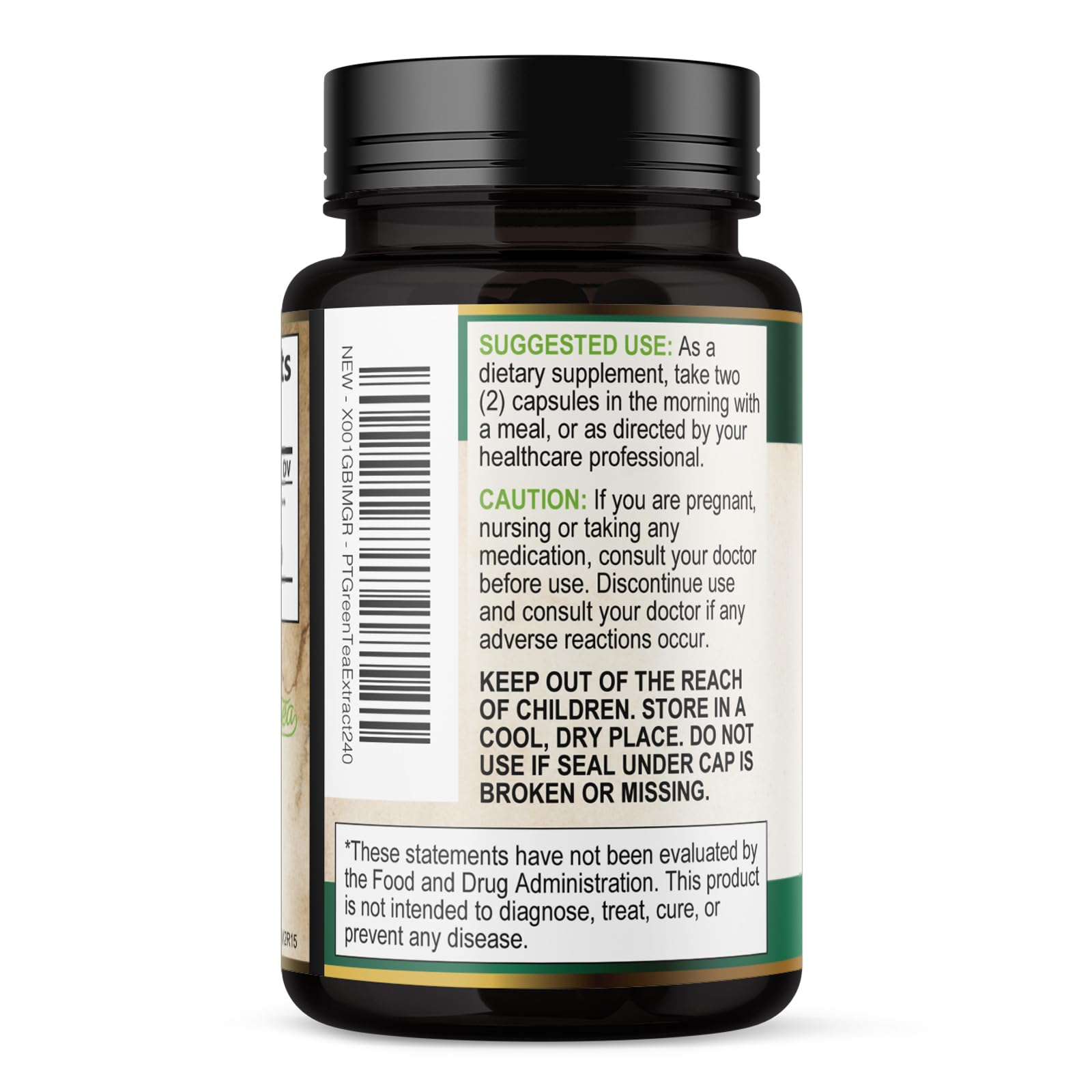 SILVERONYX Green Tea Extract Capsules packaging details