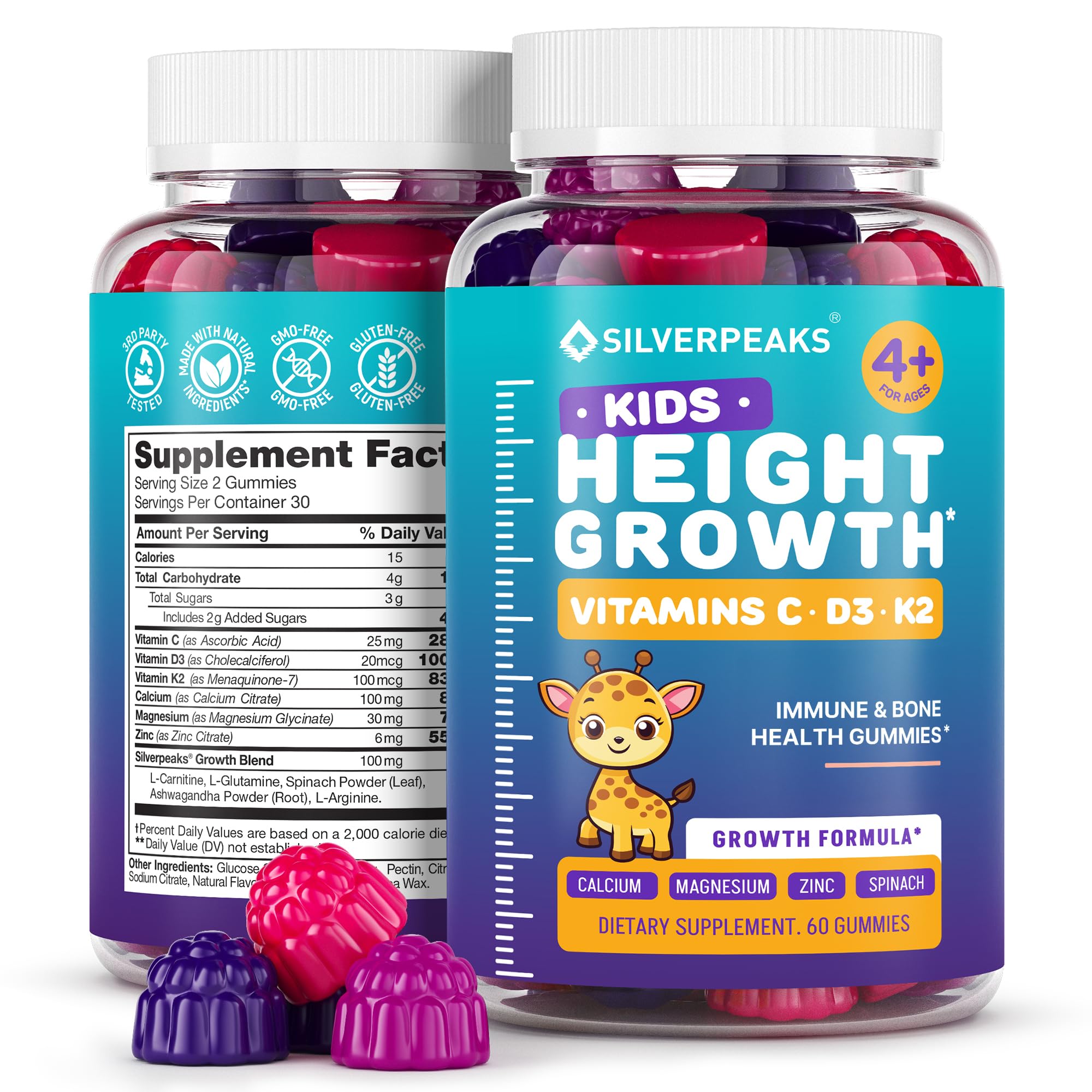 SILVERPEAKS Height Growth Gummies for Kids front view