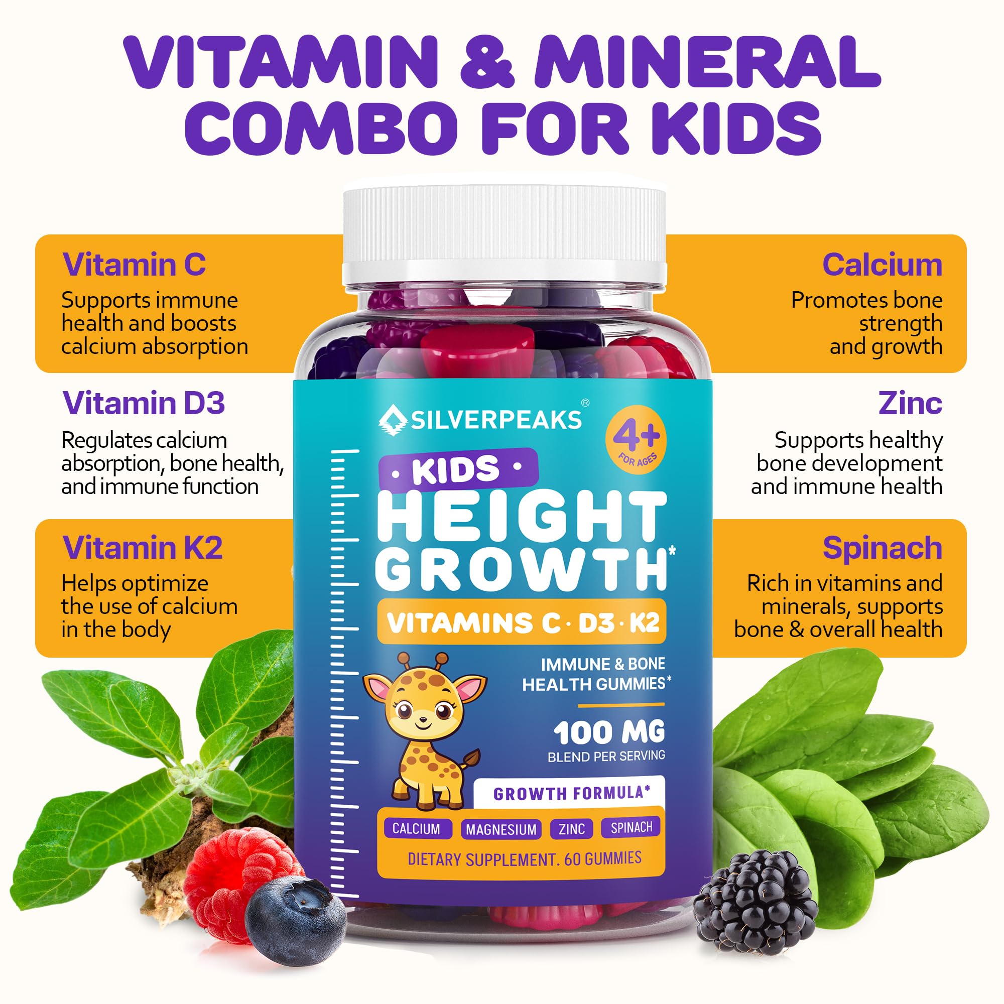 SILVERPEAKS Height Growth Gummies for Kids gummies close-up