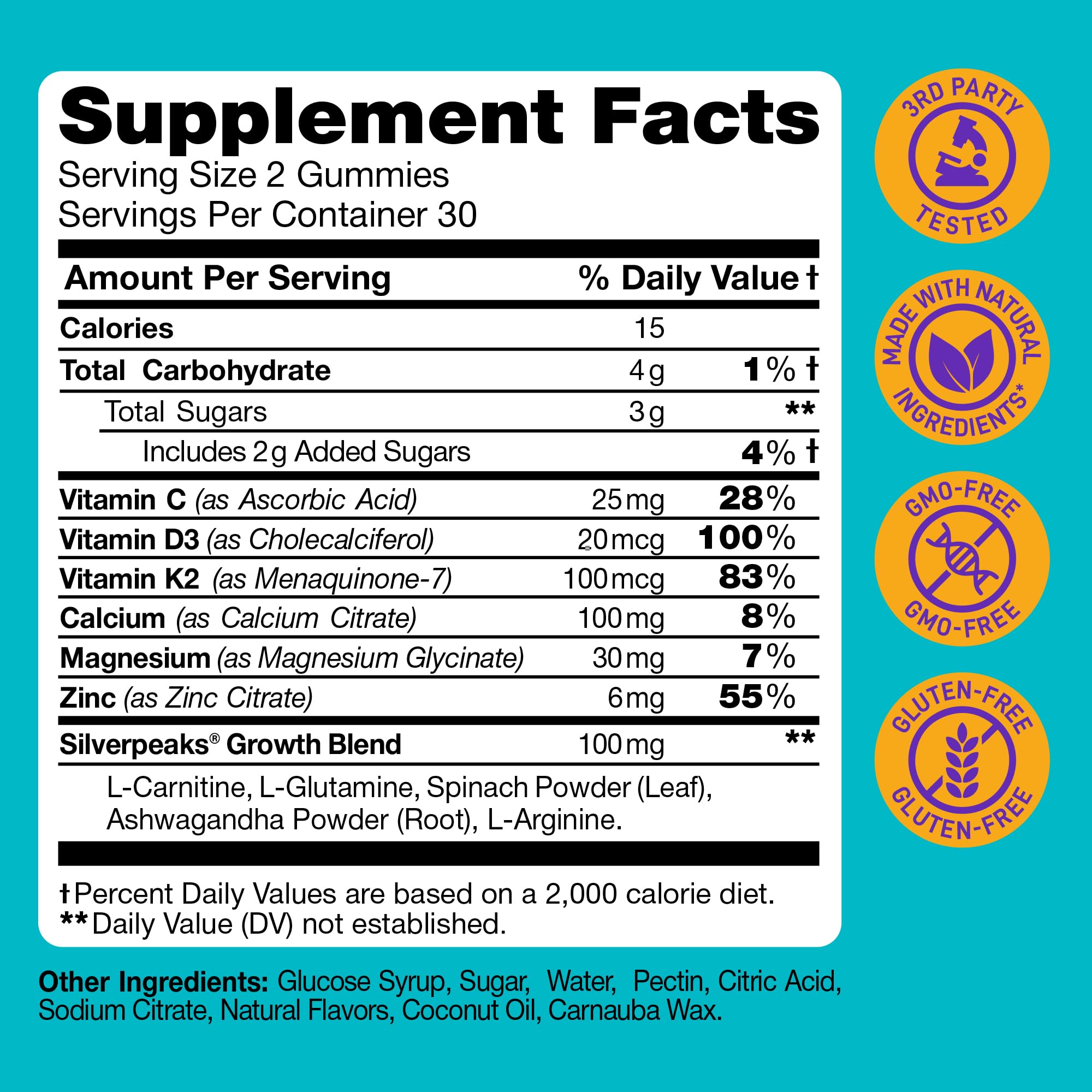 SILVERPEAKS Height Growth Gummies for Kids packaging
