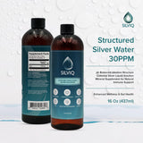 SILVIQ Structured Silver Water 30ppm 499g with a glass of water