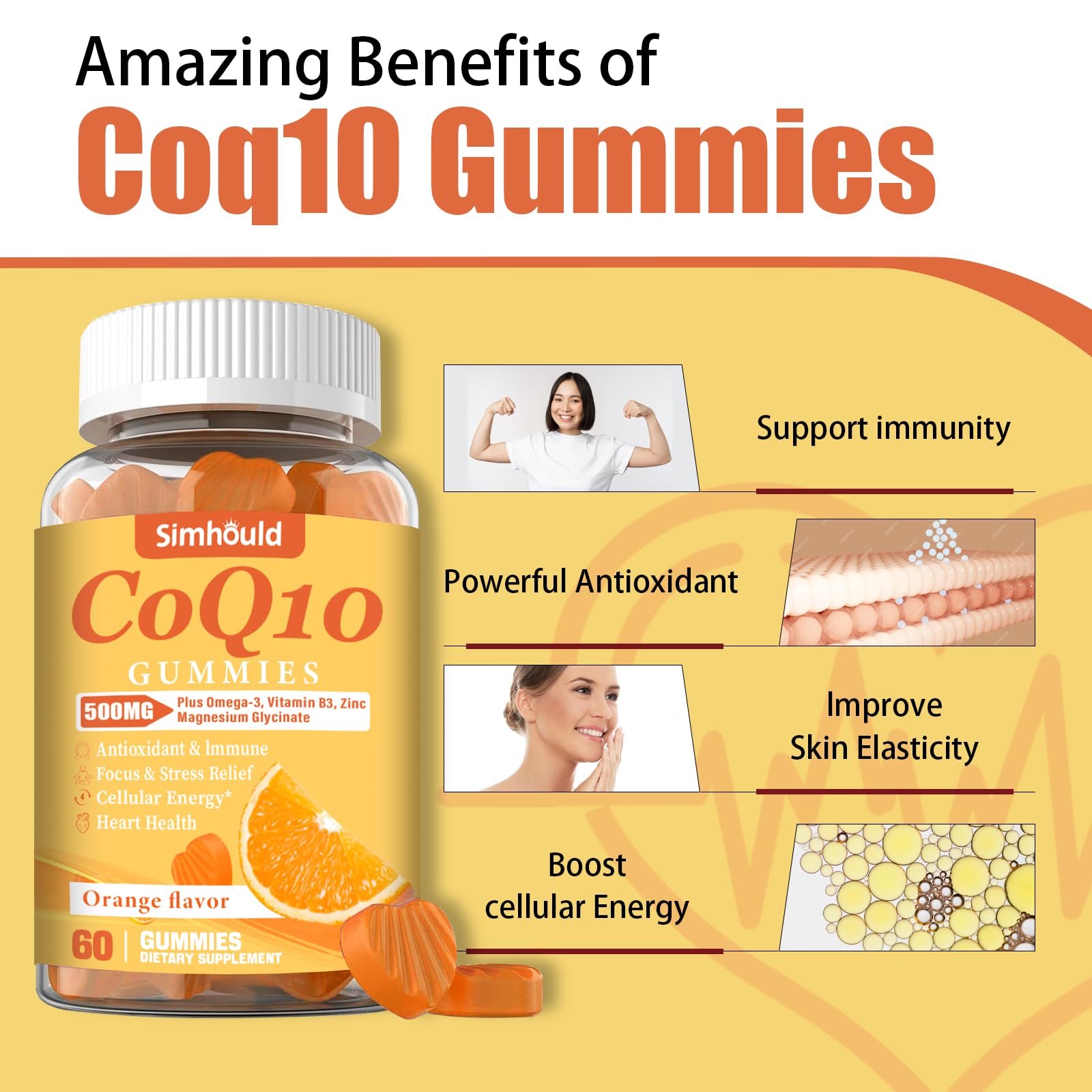 Simhould CoQ10 Gummies 500mg close-up of gummies
