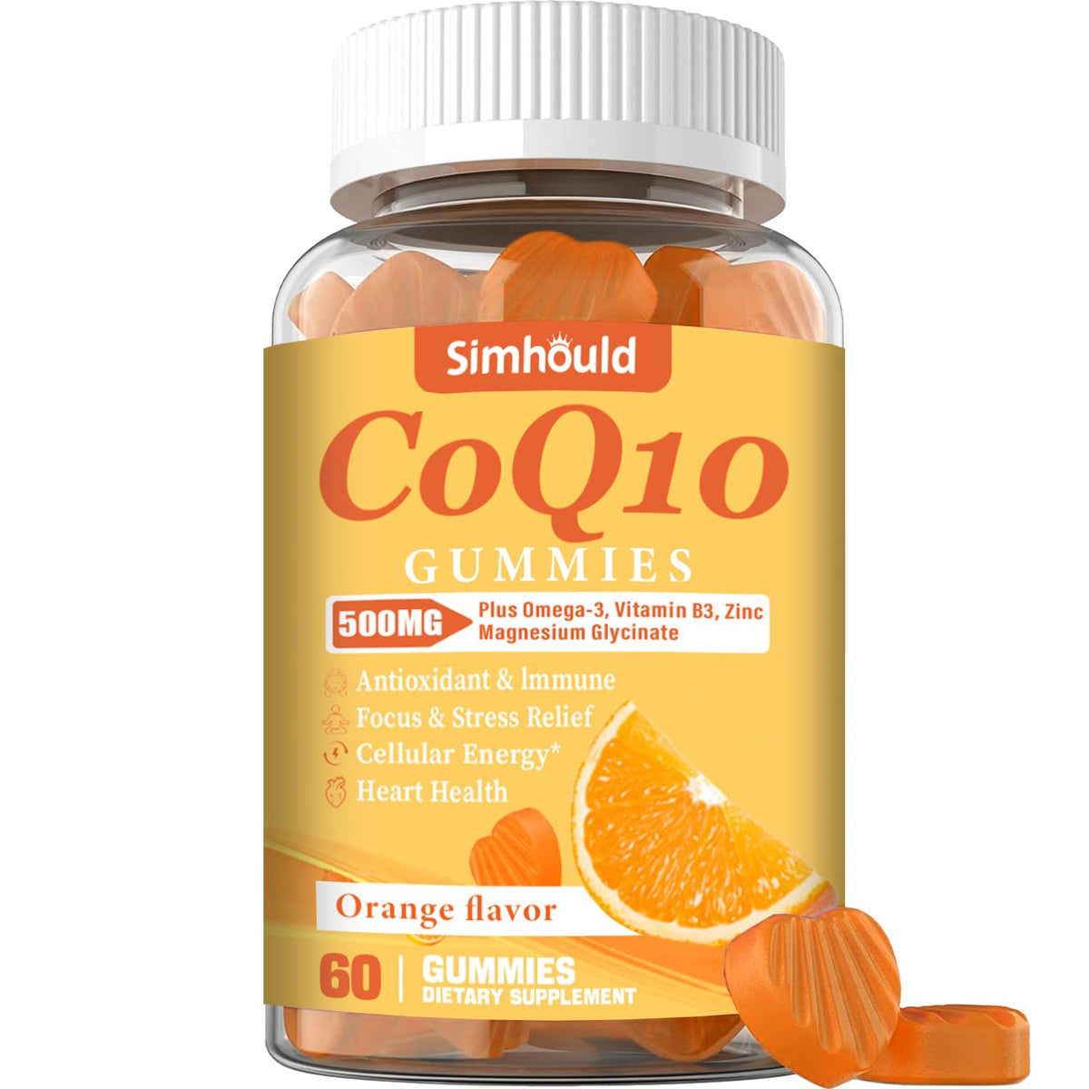 Simhould CoQ10 Gummies 500mg front view with packaging