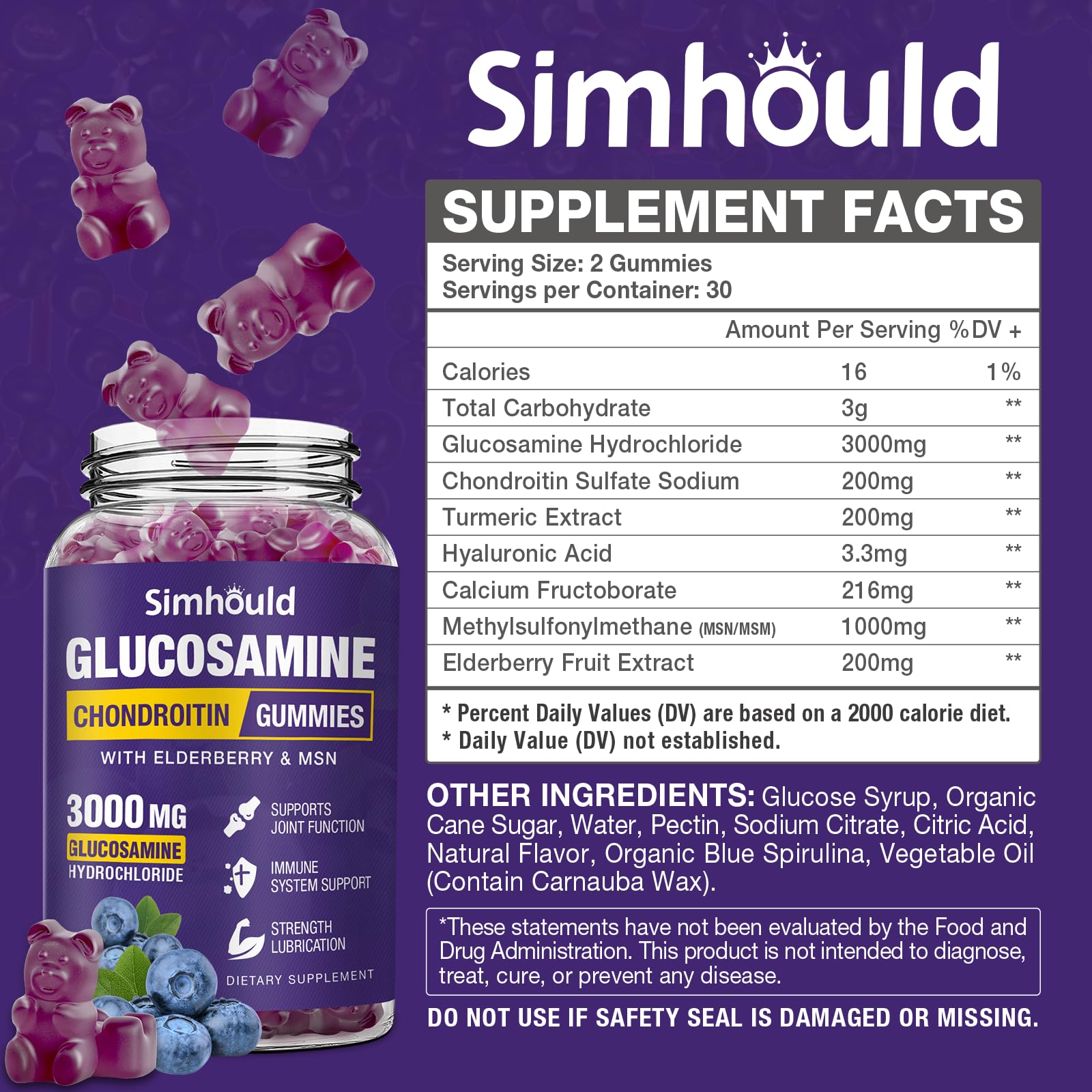 Simhould Glucosamine Chondroitin Gummies close-up of gummies