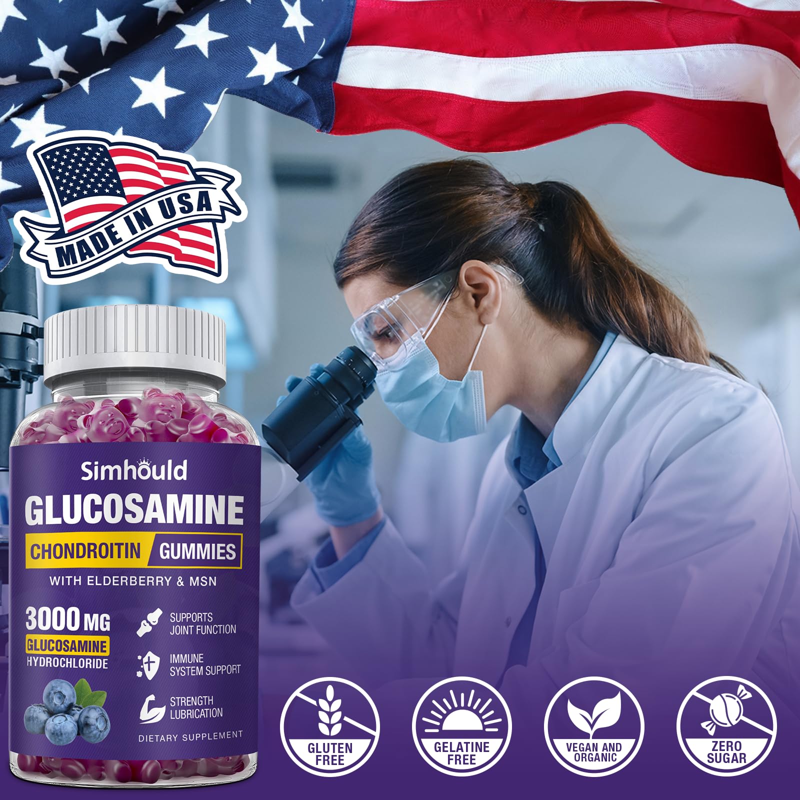 Simhould Glucosamine Chondroitin Gummies in a hand