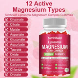 Simhould Liposomal Magnesium Complex Gummies with a close-up of the gummies