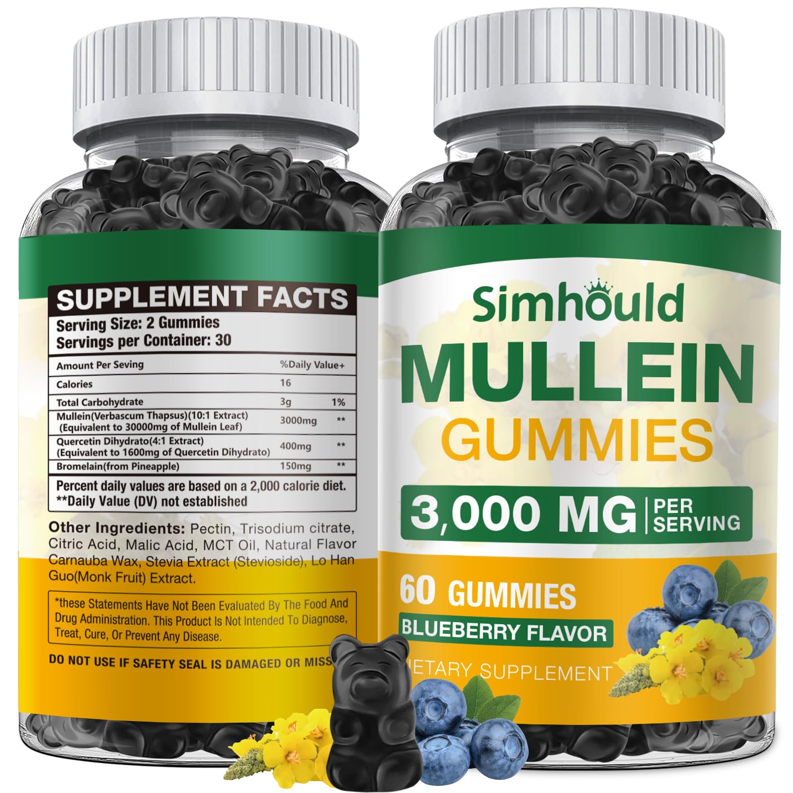 Simhould Mullein Gummies 3000mg front view