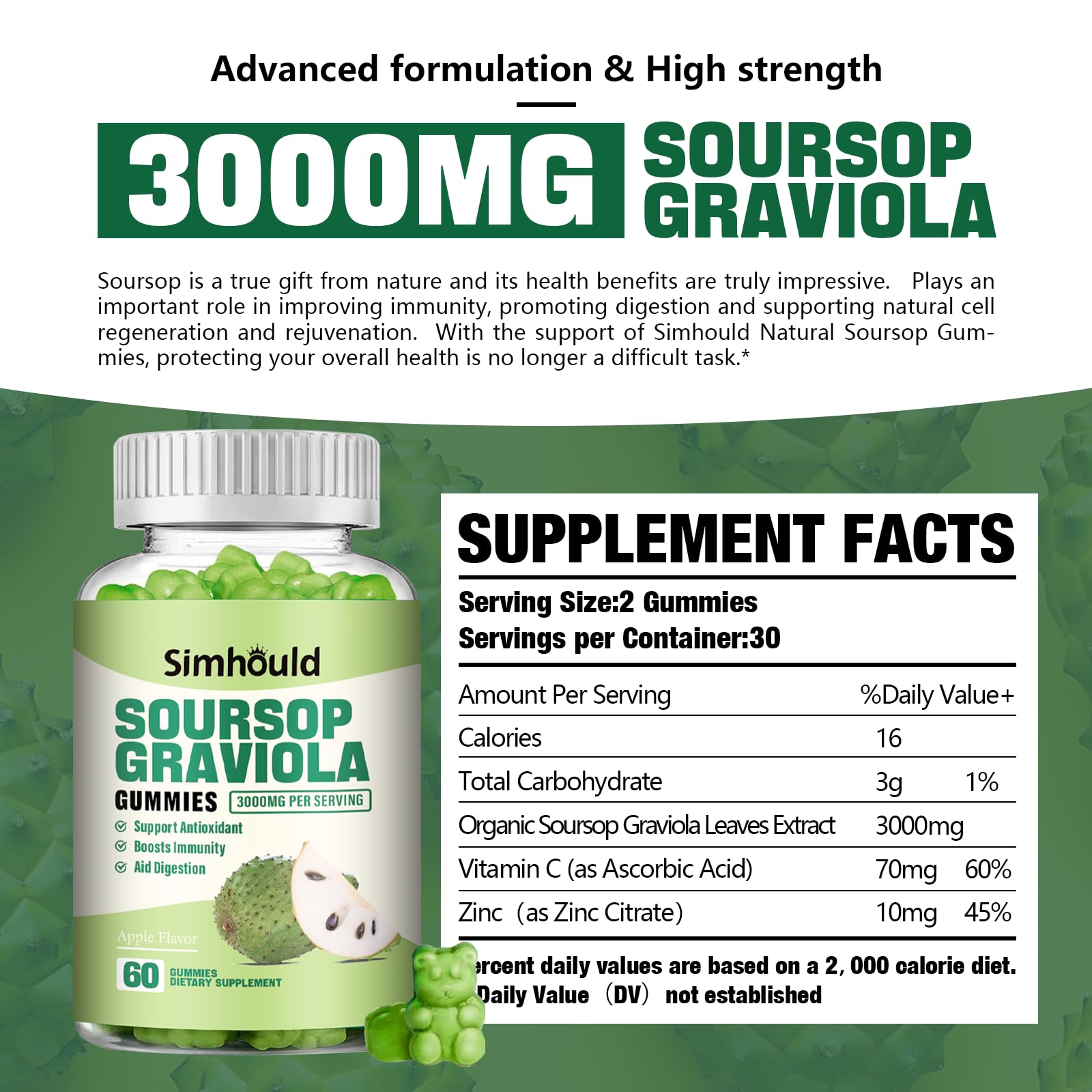 Simhould Soursop Graviola Gummies side view