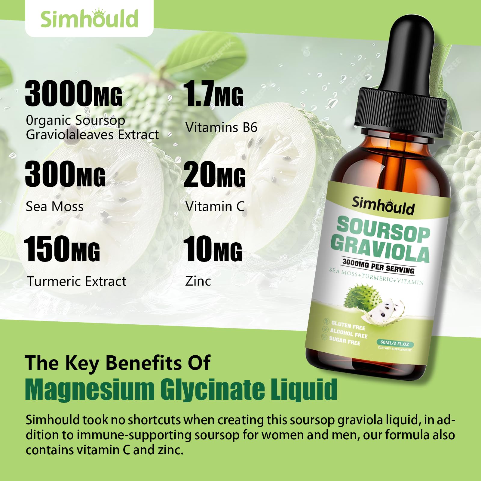 Simhould Soursop Leaves Extract Liquid 3000MG side view