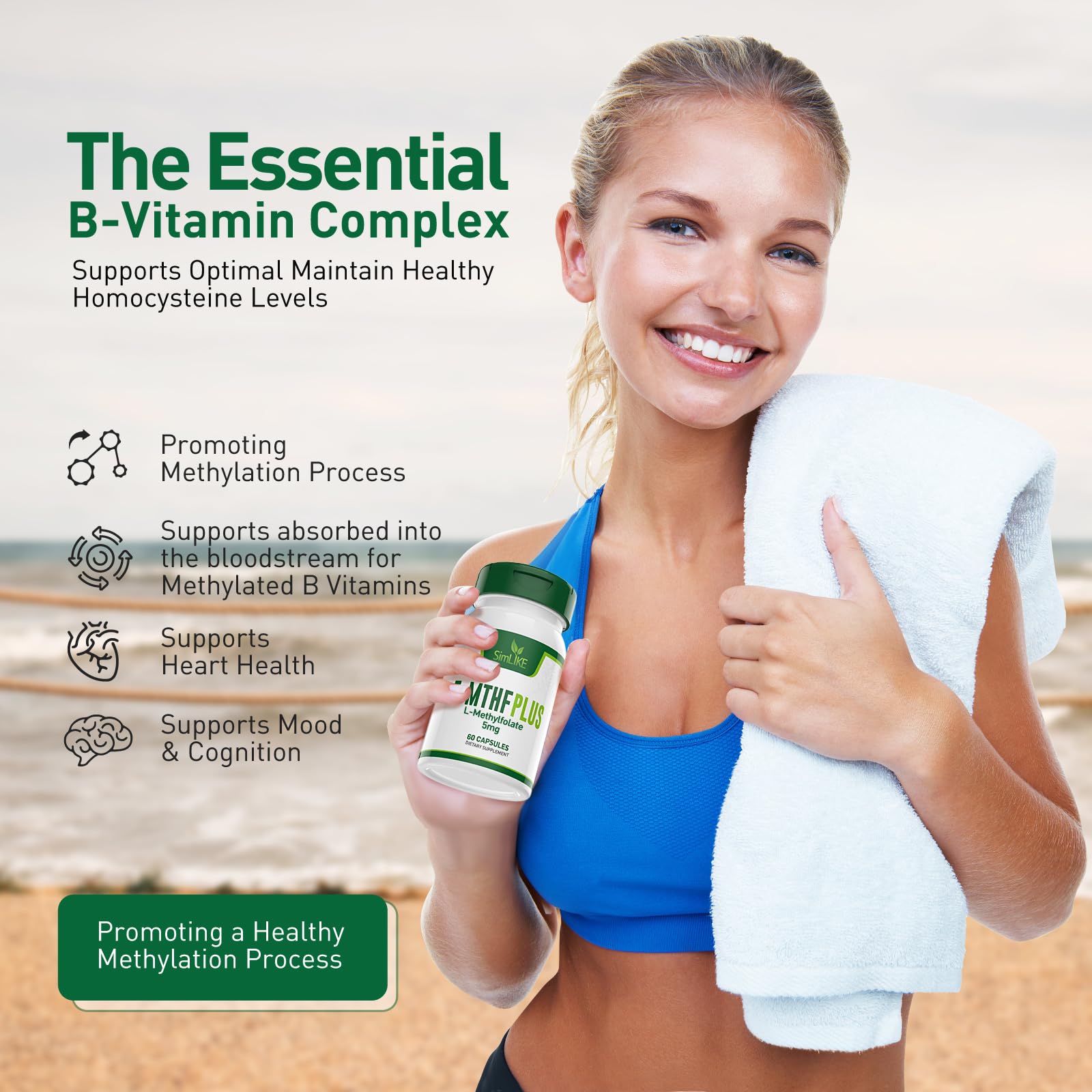 Simlike B-Complex Methylated Vitamin Supplement 60 Capsules packaging