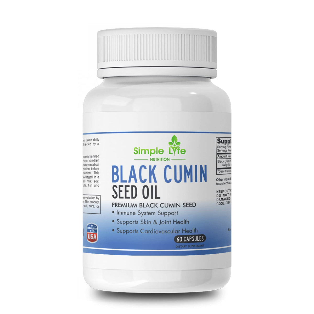 Simple Life Nutrition Black Seed Oil Capsules front view