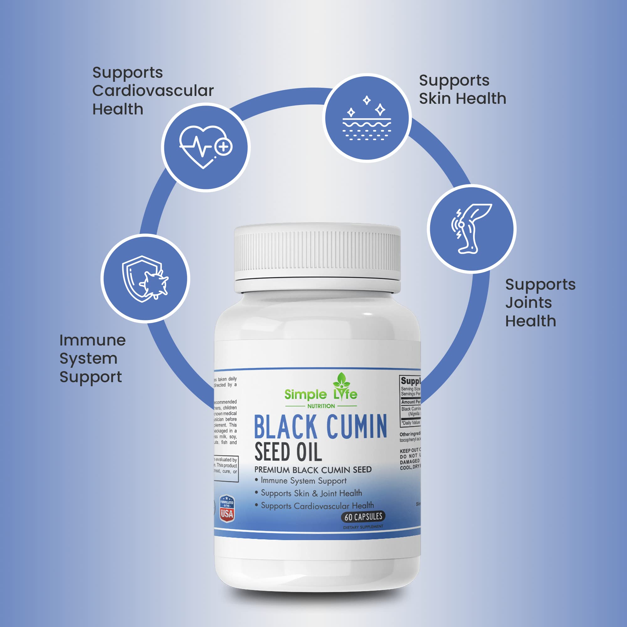 Simple Life Nutrition Black Seed Oil Capsules side view