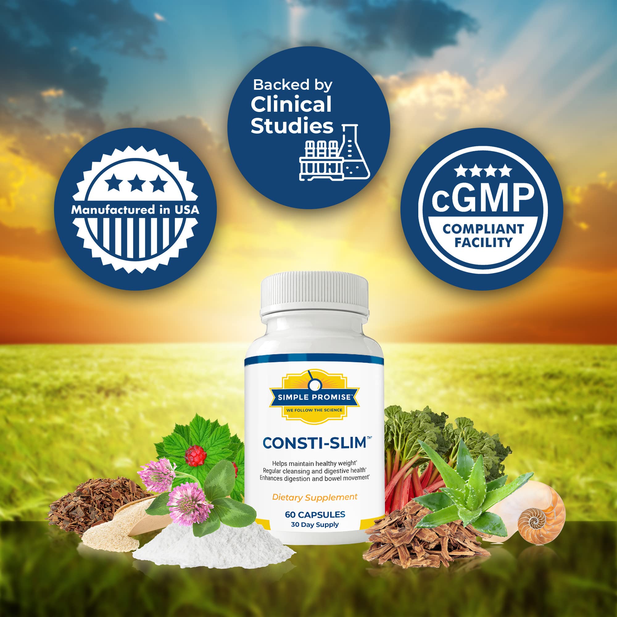 Simple Promise Consti-Slim supplement bottle with measuring spoon