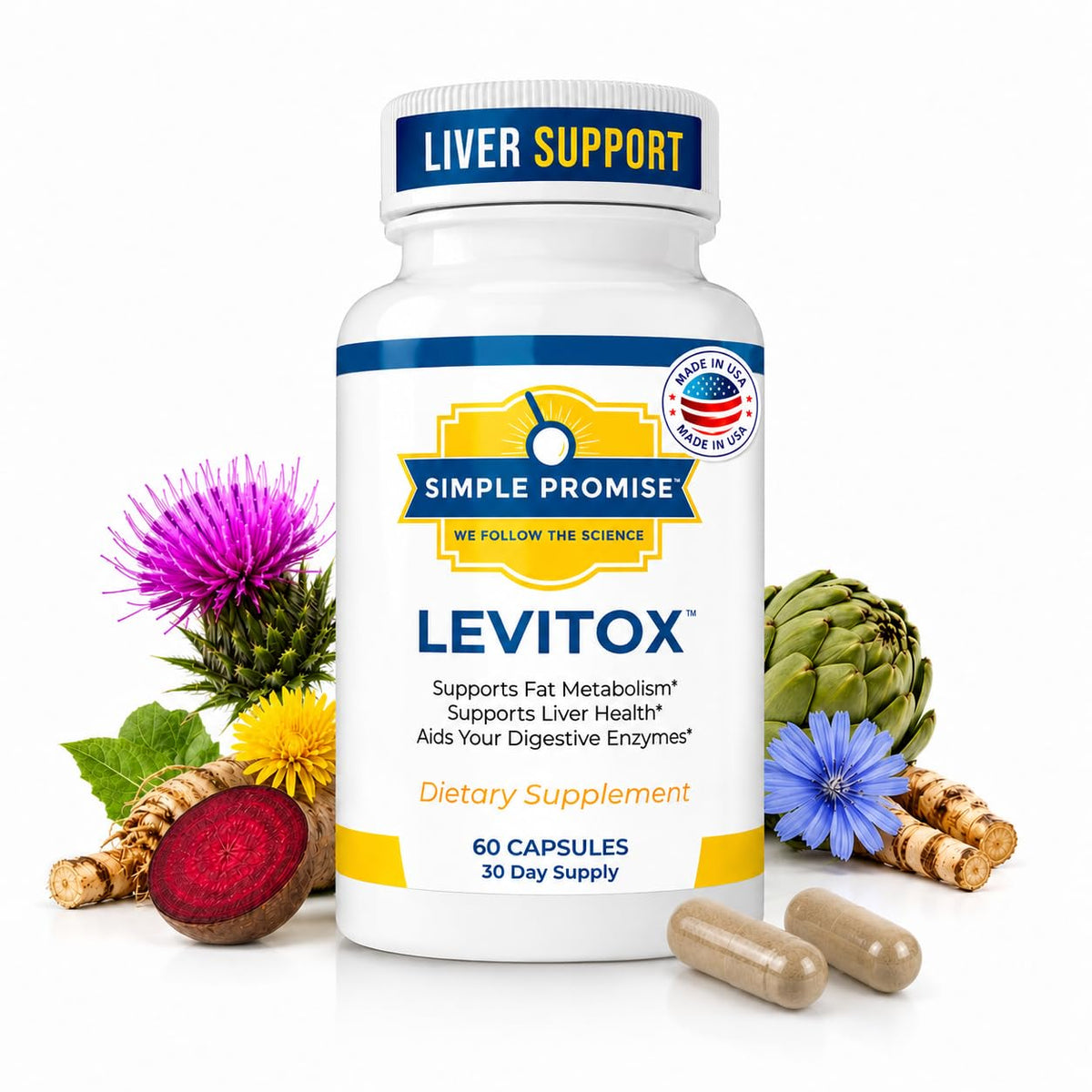 Simple Promise Levitox Milk Thistle Liver Support Supplement front view