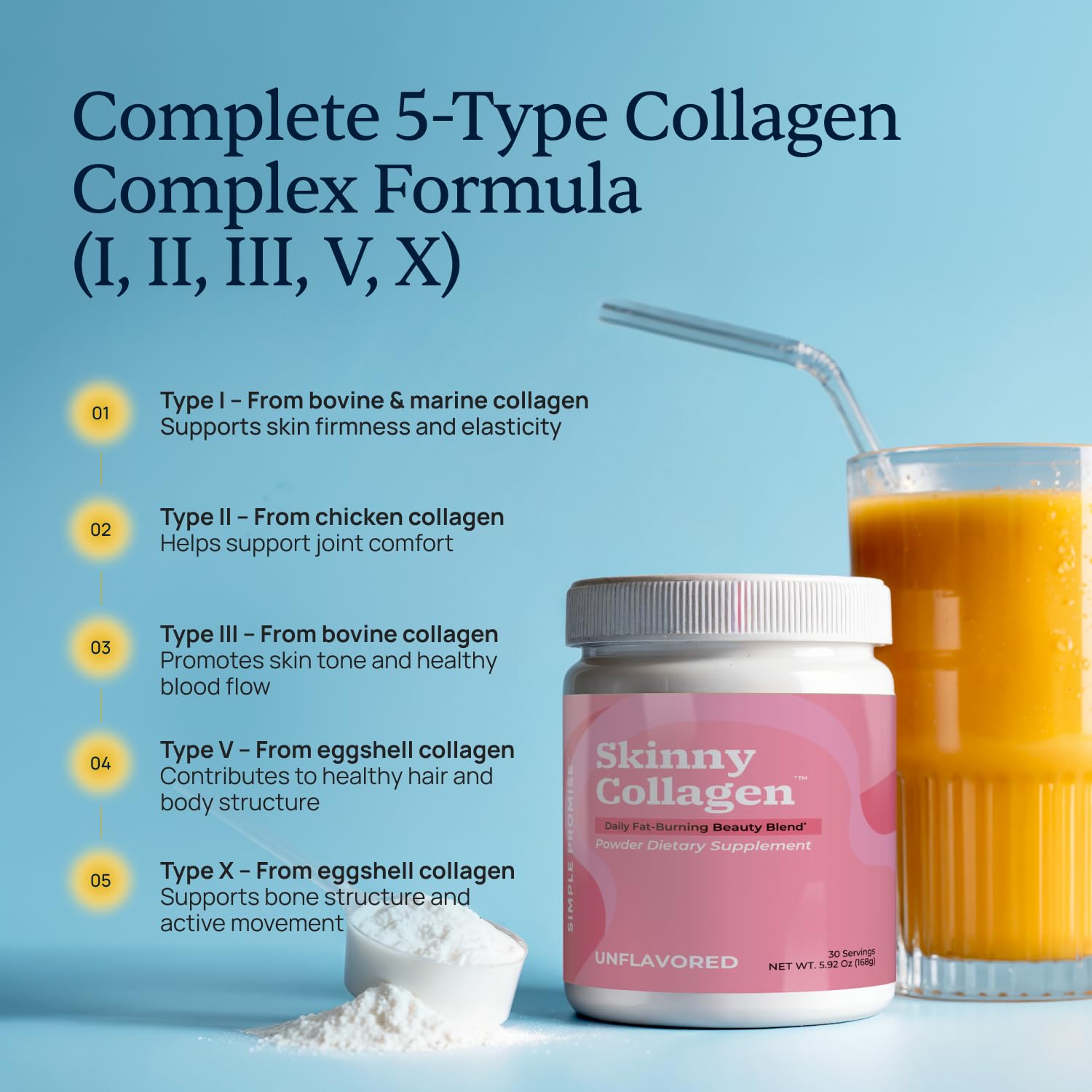 Simple Promise Multi Collagen Powder 231g scoop