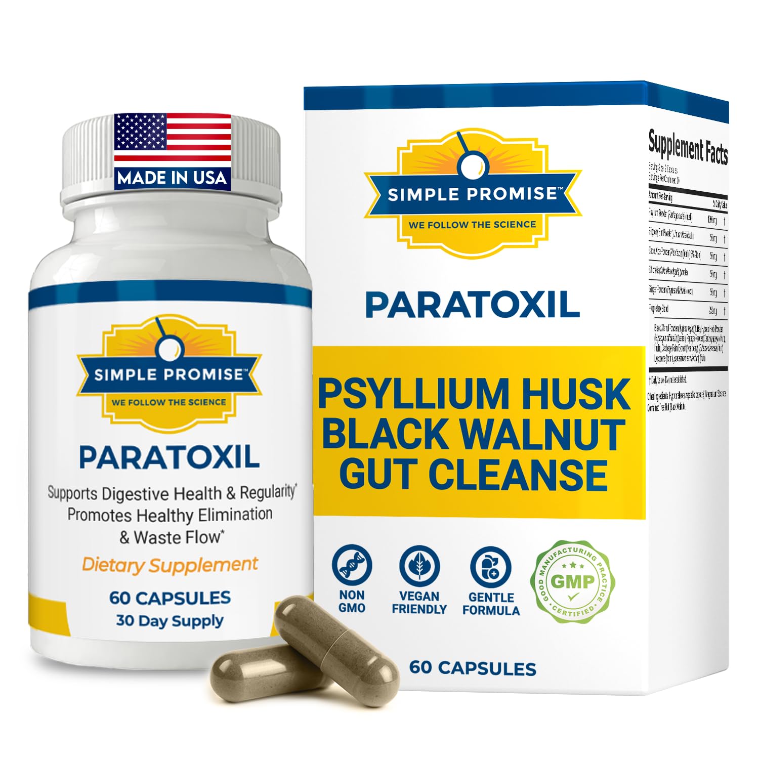 Simple Promise Paratoxil Psyllium Capsules front view