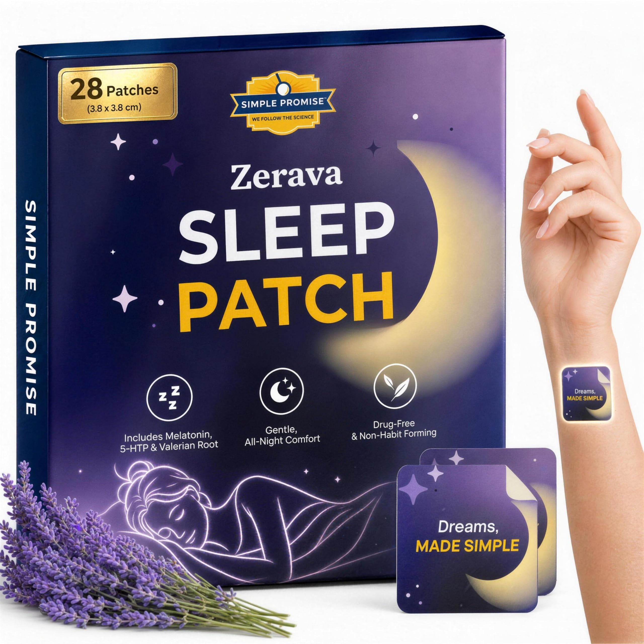 Simple Promise Zerava Sleep Patch front view with packaging