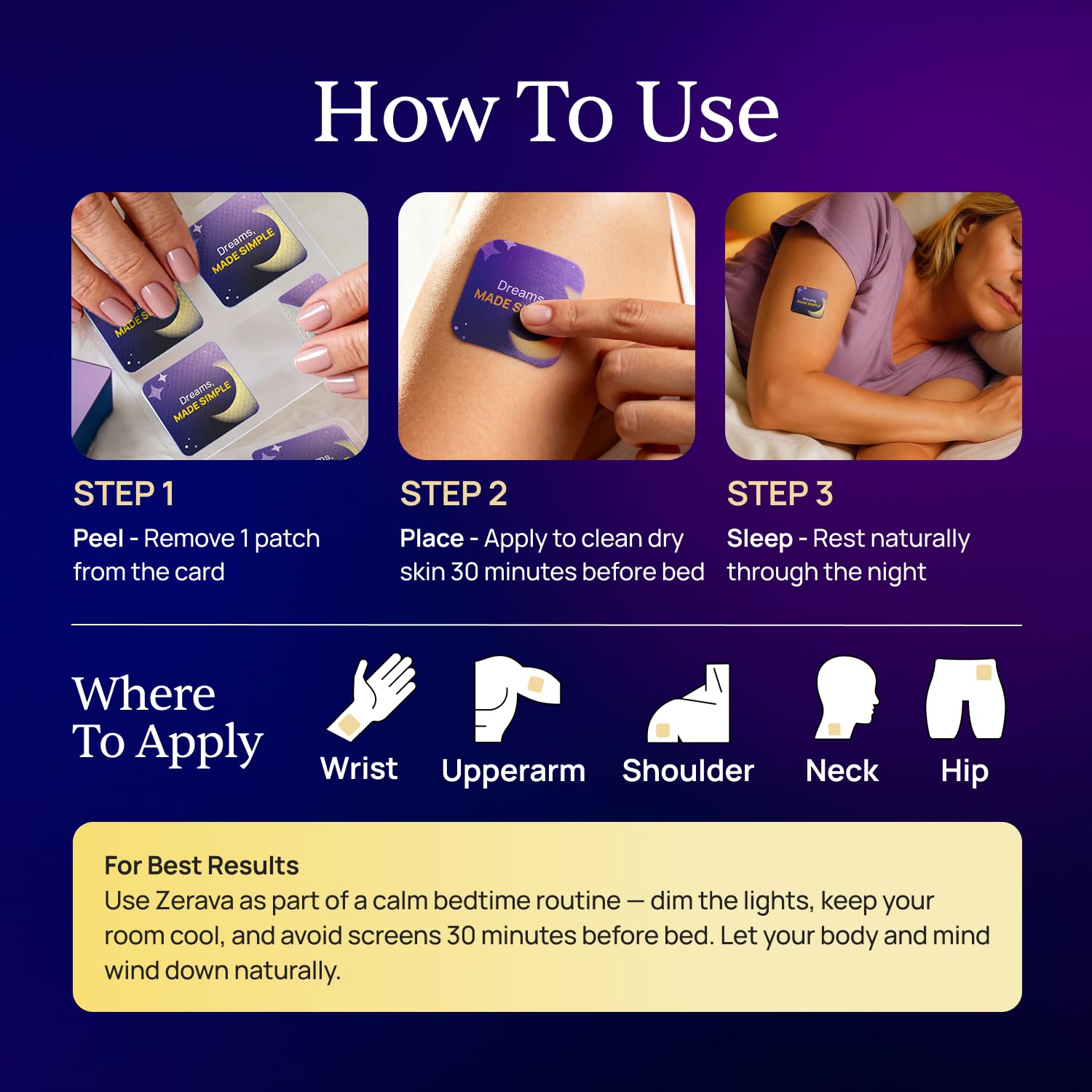 Simple Promise Zerava Sleep Patch showing easy application