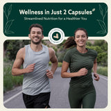 SIMPLEME Daily Power Blend 10-in-1 Superfood Supplement capsules on a wooden table